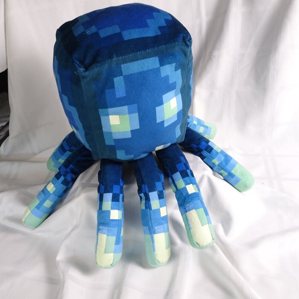 Minecraft Earth Glow Squid 19" Pillow Glow In The Dark Plush Blue Octopus